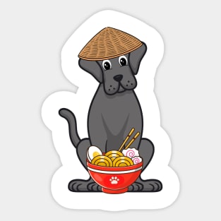 Funny big dog is eating noodles Sticker